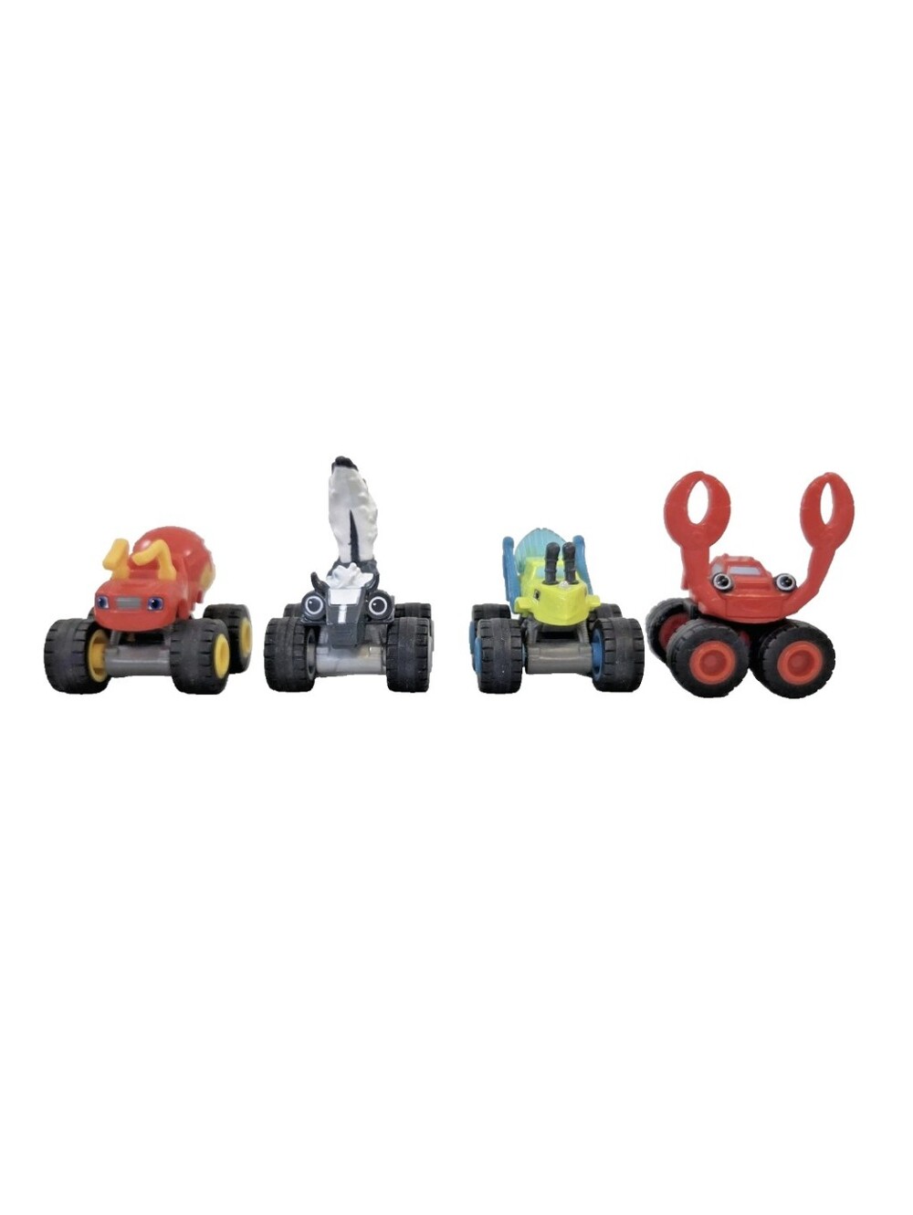 Blaze and the Monster Machines Mini Truck Lot of 4 Blaze Zeg Skunk Crab Mattel